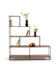 La Redoute Intérieurs Walnut Watford and Metal Stepped Shelving Unit - Image 3 of 4