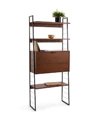 La Redoute Intérieurs Dark Wood Watford Vintage Metal Walnut Veneer Secretary Desk - Image 2 of 5