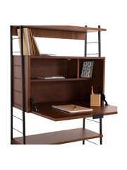 La Redoute Intérieurs Dark Wood Watford Vintage Metal Walnut Veneer Secretary Desk - Image 5 of 5