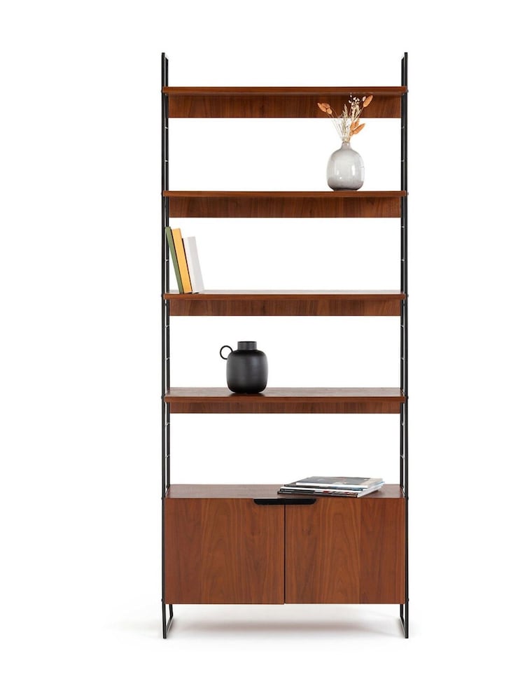 La Redoute Intérieurs WalnutBlack Watford Vintage Walnut Steel Shelving Unit H190cm - Image 1 of 4