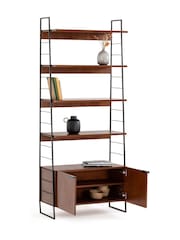 La Redoute Intérieurs WalnutBlack Watford Vintage Walnut Steel Shelving Unit H190cm - Image 2 of 4