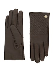 Dune London Brown Idols Woven Leather Winter Gloves - Image 2 of 3