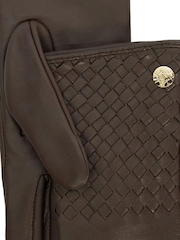 Dune London Brown Idols Woven Leather Winter Gloves - Image 3 of 3
