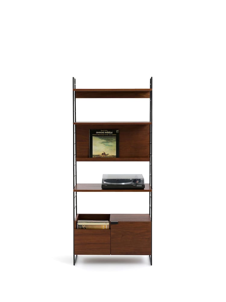La Redoute Intérieurs Black Watford Vintage Walnut and Metal TV Cabinet - Image 1 of 5