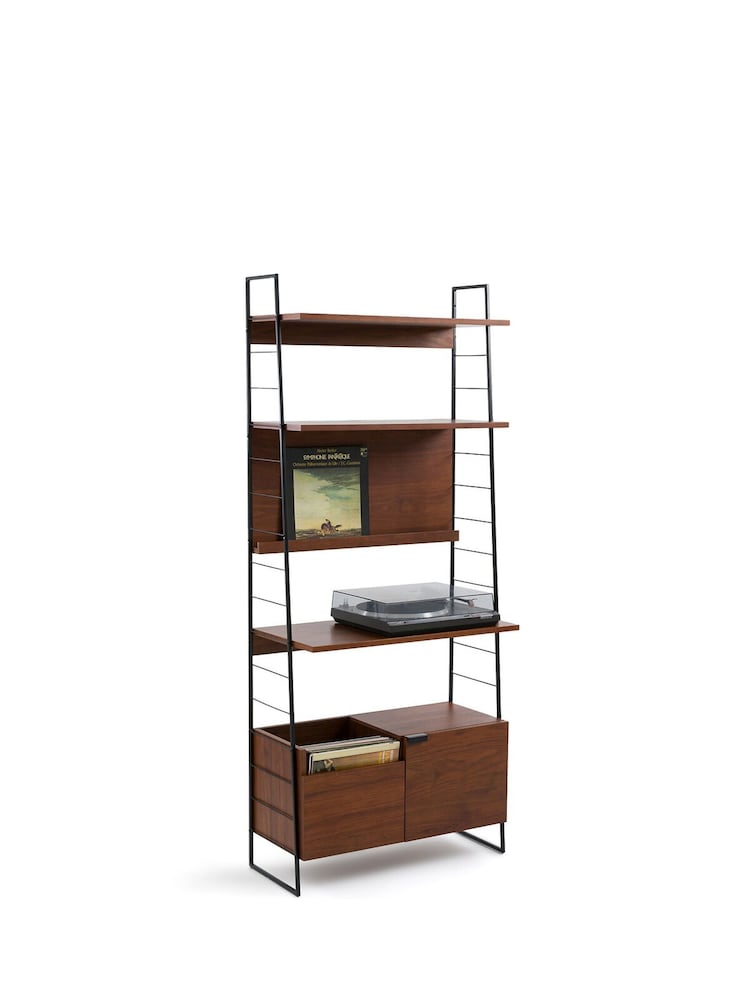 La Redoute Intérieurs Black Watford Vintage Walnut and Metal TV Cabinet - Image 2 of 5