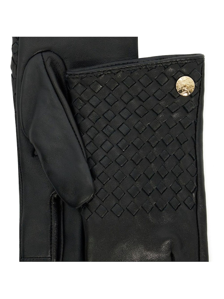 Dune London Black Idols Woven Leather Winter Gloves - Image 2 of 3