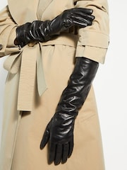 Dune London Black Impressive Long Leather Winter Gloves - Image 1 of 3