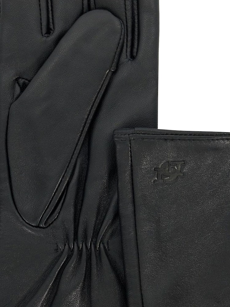 Dune London Black Impressive Long Leather Winter Gloves - Image 2 of 3