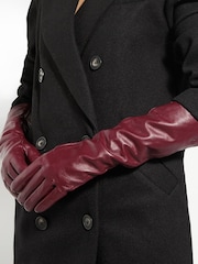 Dune London Red Impressive Long Leather Winter Gloves - Image 2 of 2