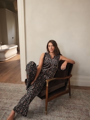 Black Ditsy Vest Pyjamas - Image 2 of 8