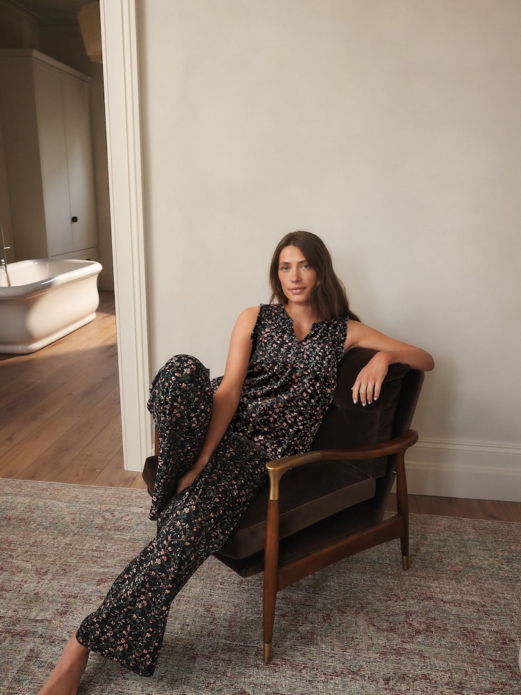 Black Ditsy Vest Pyjamas - Image 2 of 8