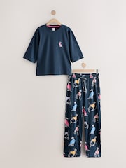 Navy Dog Jersey Short Sleeve Pyjamas - Image 1 of 4
