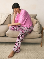 Pink Leopard Print Cotton Short Sleeve Pyjamas - Image 1 of 8