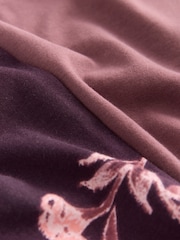 Purple Floral Print Cotton Short Sleeve Pyjamas - Image 3 of 3