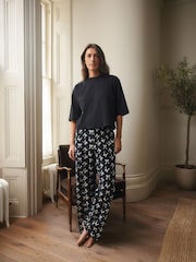 Black White Bow Cotton Short Sleeve Pyjamas - Image 3 of 8
