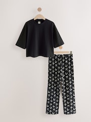 Black White Bow Cotton Short Sleeve Pyjamas - Image 6 of 8