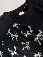 Black White Bow Cotton Short Sleeve Pyjamas - Image 7 of 8