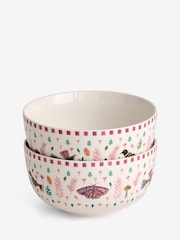 Lucy Tiffney Set of 4 Pink Autumn Leaves Cereal Bowls - Image 3 of 3