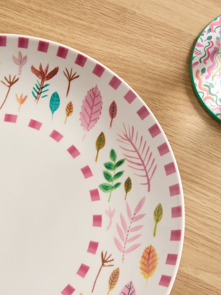 Lucy Tiffney Set of 4 Pink Autumn Leaves Dinner Plates - Image 3 of 3