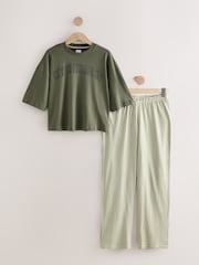 Sage Green Gingham Cotton Short Sleeve Pyjamas - Image 8 of 10