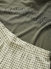 Sage Green Gingham Cotton Short Sleeve Pyjamas - Image 9 of 10