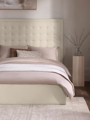 Natural Oyster Linen Look Chenille Winslow Upholstered Ottoman Storage Bed Ottoman Storage Bed Frame - Image 1 of 7