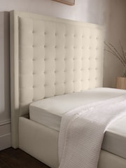 Natural Oyster Linen Look Chenille Winslow Upholstered Ottoman Storage Bed Ottoman Storage Bed Frame - Image 3 of 7