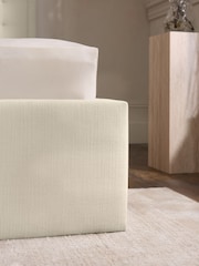 Natural Oyster Linen Look Chenille Winslow Upholstered Ottoman Storage Bed Ottoman Storage Bed Frame - Image 4 of 7