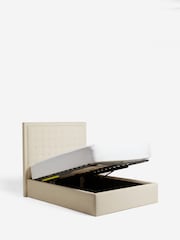 Natural Oyster Linen Look Chenille Winslow Upholstered Ottoman Storage Bed Frame - Image 9 of 10