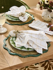 Nina Campbell Set of 4 Ochre Yellow Large Woven Check Napkins - Image 1 of 4