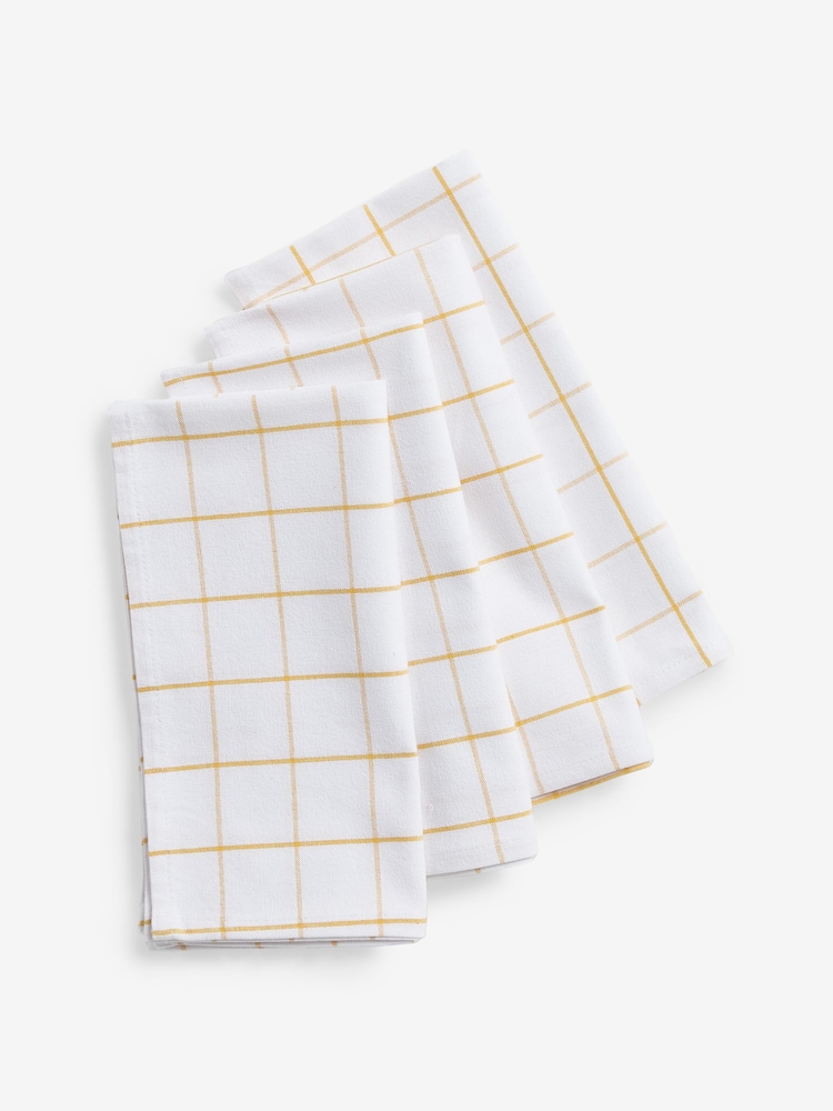 Nina Campbell Set of 4 Ochre Yellow Large Woven Check Napkins - Image 2 of 4