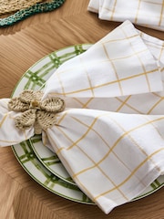 Nina Campbell Set of 4 Ochre Yellow Large Woven Check Napkins - Image 3 of 4
