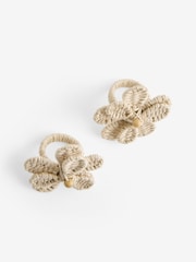 Nina Campbell Set of 2 Natural Woven Flower Napkin Rings - Image 1 of 4