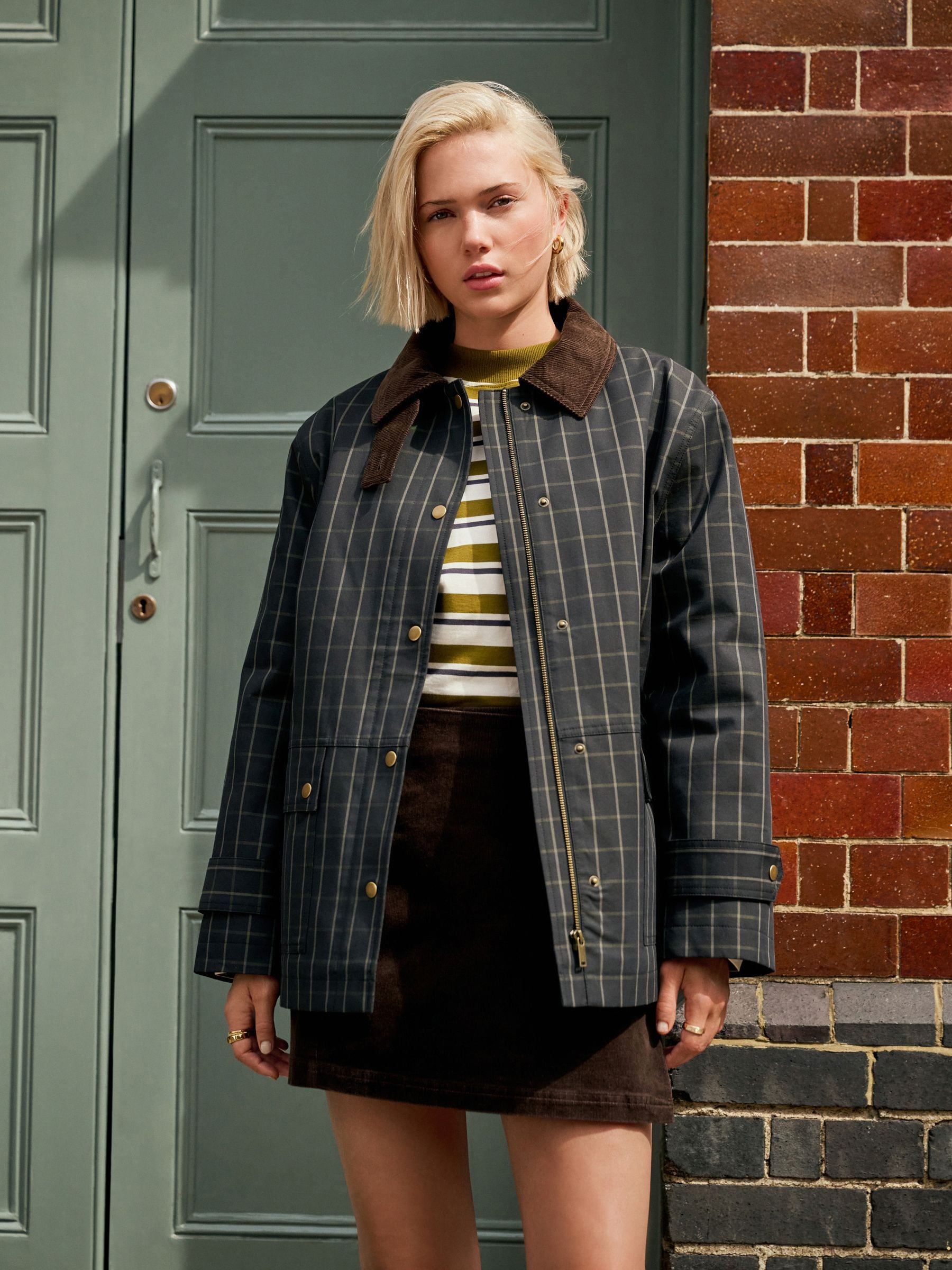 Buy Navy Check Cord Collar Heritage Coat from the Next UK online shop