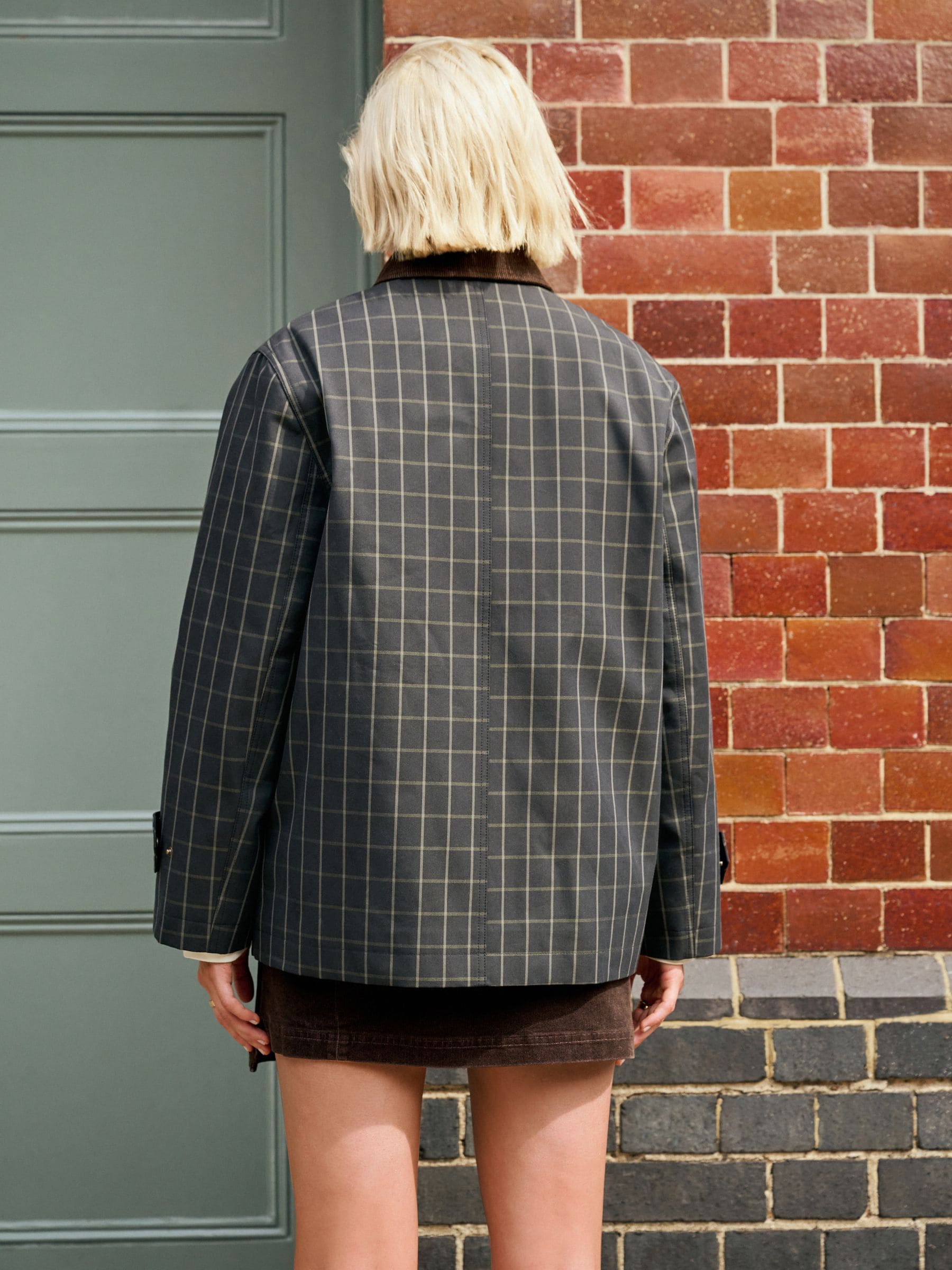 Buy Navy Check Cord Collar Heritage Coat from Next USA
