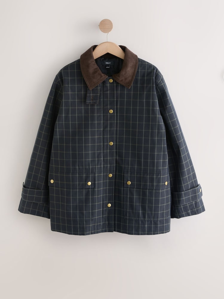 Buy Navy Check Cord Collar Heritage Coat from Next USA