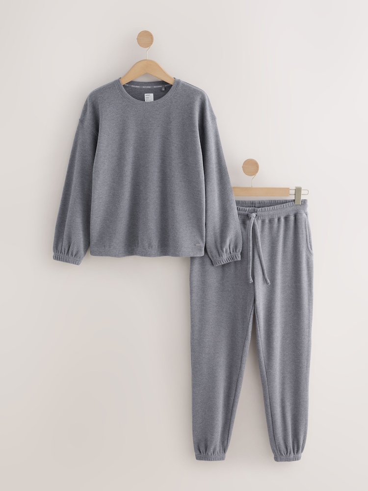 Buy Slate Grey Cosy Waffle Long Sleeve Pyjamas from the Next UK