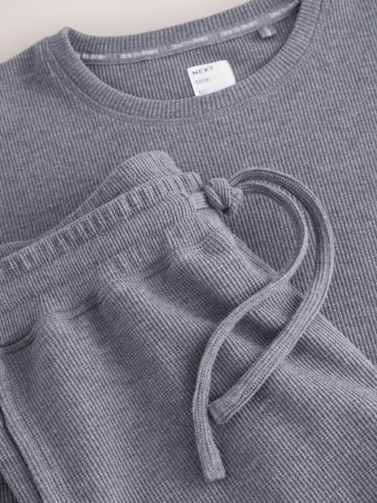 Slate Grey Cosy Waffle Long Sleeve Pyjamas - Image 7 of 7 Slate Grey Cosy Waffle Long Sleeve Pyjamas - Image 7 of 7