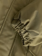Khaki Green Parka with Animal Print Faux Fur Lining - Image 8 of 8