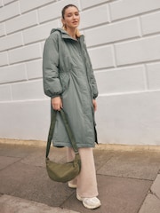 Sage Green Lightweight Padded Rain Jacket - Image 7 of 14