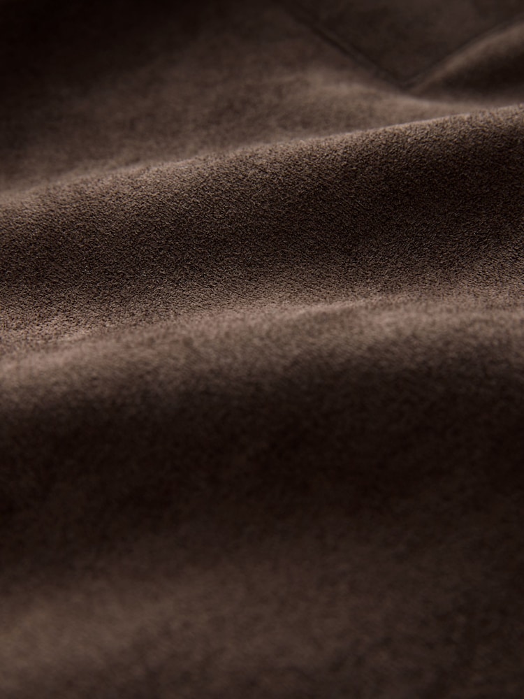 Chocolate Brown Faux Suede Trench Coat - Image 9 of 9