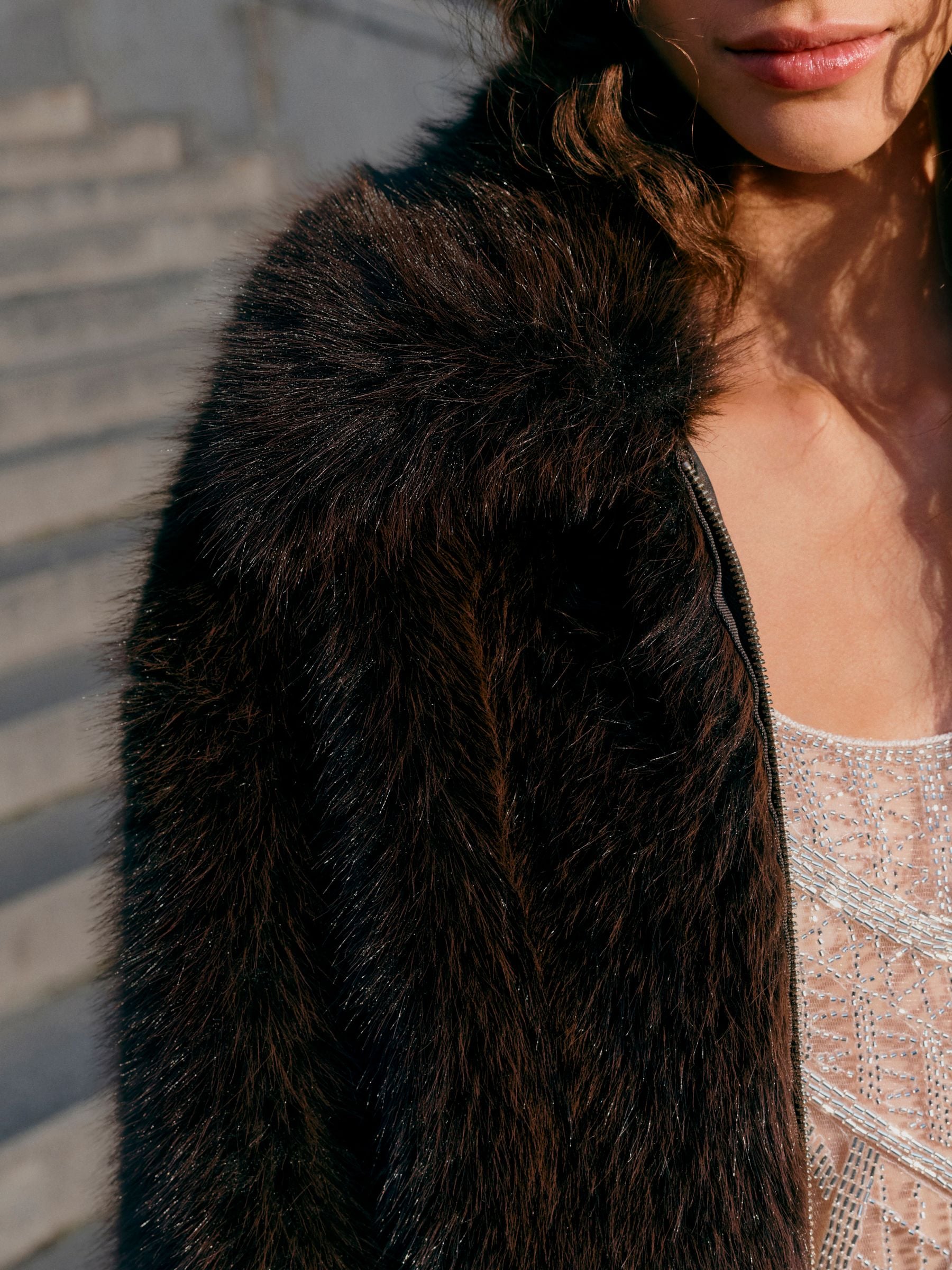 Buy Chocolate Brown Faux Fur Zip Through Jacket from Next Canada