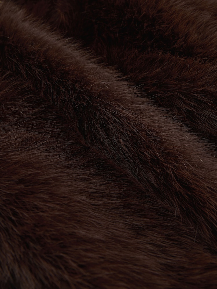 Chocolate Brown Faux Fur Zip Through Jacket - Image 6 of 6 Chocolate Brown Faux Fur Zip Through Jacket - Image 6 of 6