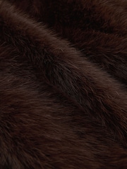 Chocolate Brown Faux Fur Zip Through Jacket - Image 8 of 9