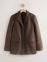 Chocolate Brown Faux Suede Jacket - Image 1 of 4