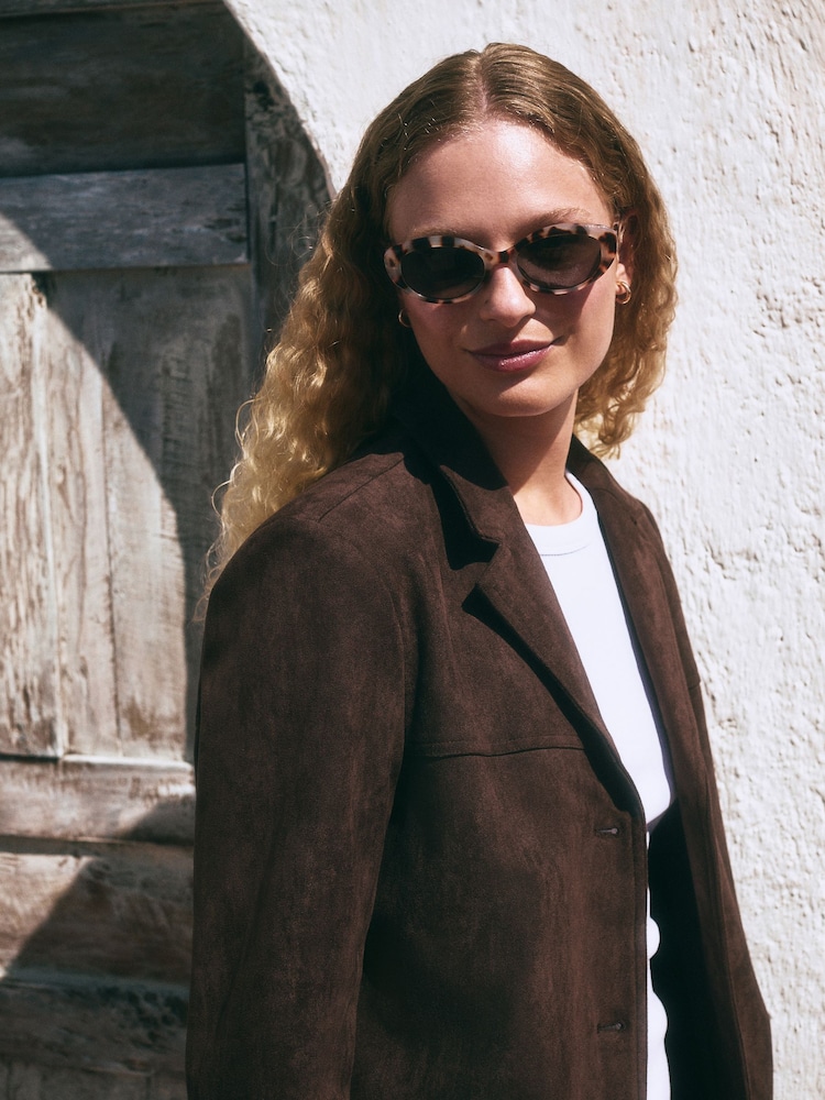 Veste En Daim Marron Chocolat, Style Motard, Taille S, Neuve Sans étiquettes