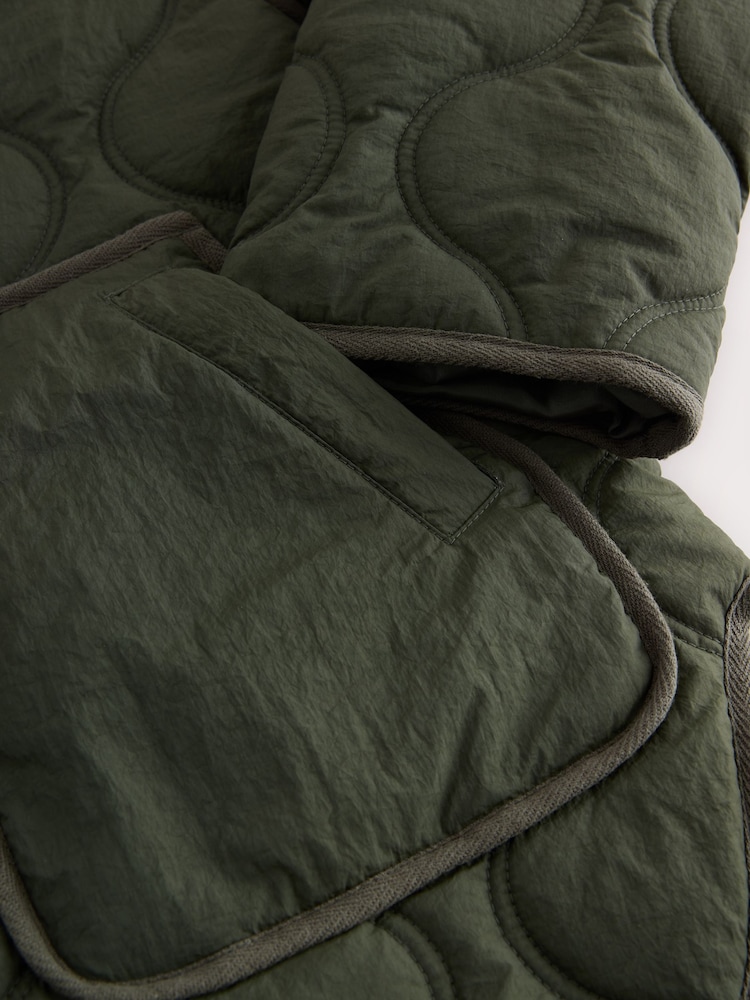 Khaki Green Khaki Quilted Cord Collar Jacket - Image 15 of 15