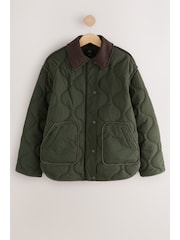 Khaki Green Khaki Quilted Cord Collar Jacket - Image 4 of 15