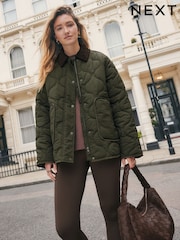 Khaki Green Khaki Quilted Cord Collar Jacket - Image 5 of 15