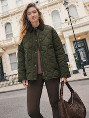Khaki Green Khaki Quilted Cord Collar Jacket - Image 7 of 15